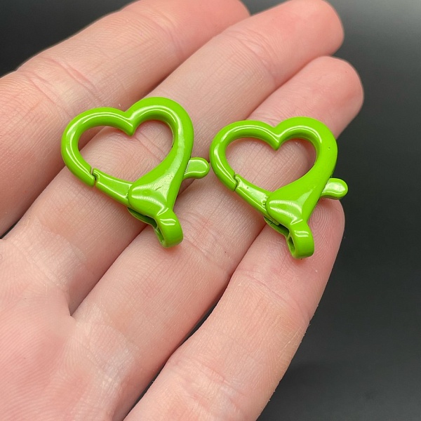 22*26мм , Замок крупный сердце зеленая  эмаль 