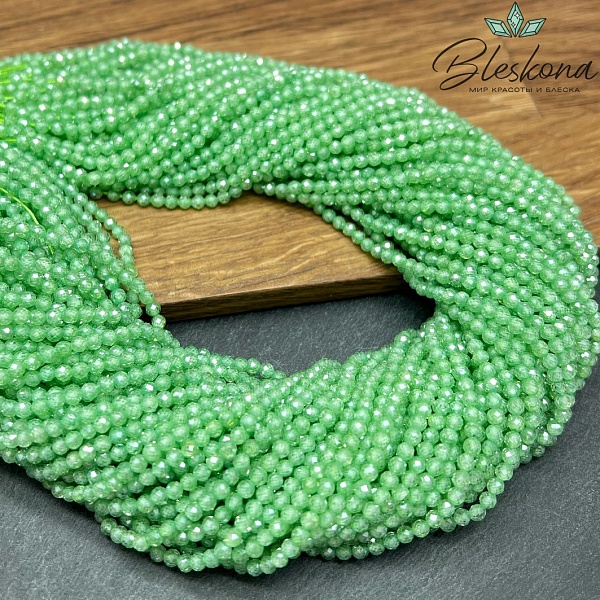 Фианит Glow зеленый огранка 3 мм (кубический цирконий) 