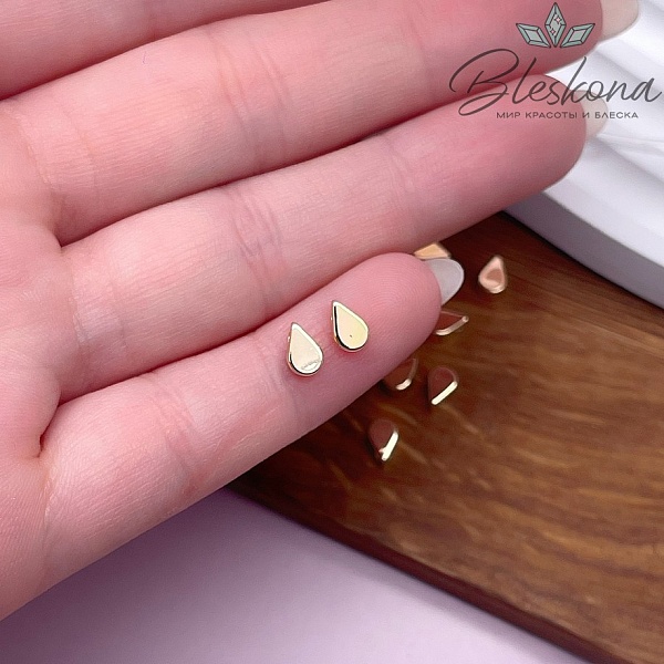 6*4 мм Цвет золото, Бусина Капля мини гладкая