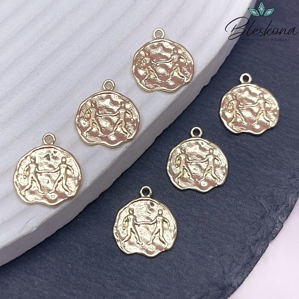 14 мм, цвет золото, Подвеска Близнецы Р16684