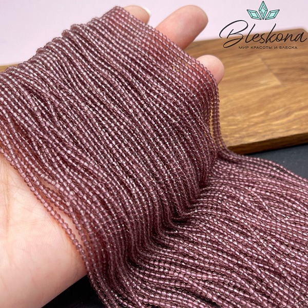 2 мм Бусины стекло лиловое алмазная огранка