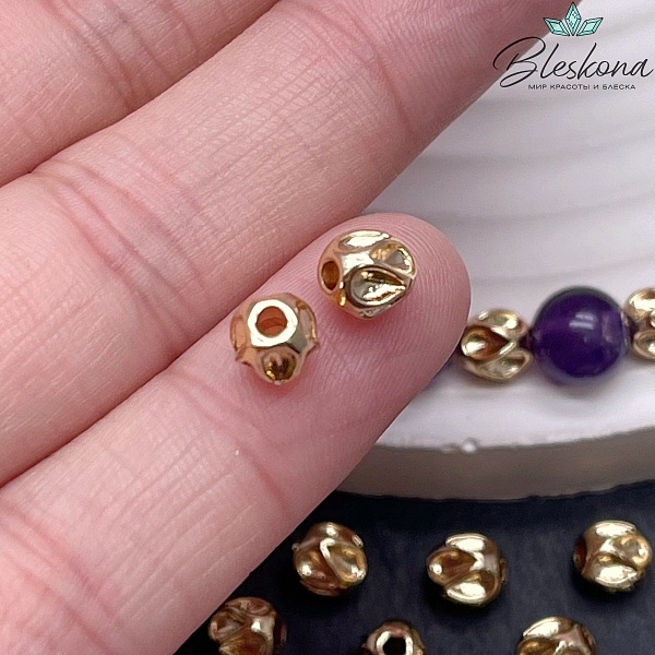 5,7 мм Цвет золото, Бусина фактурная фриформ 