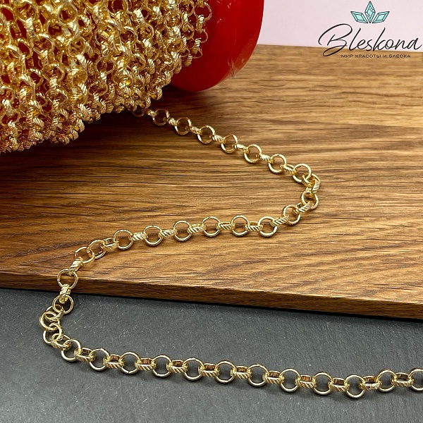 Цепь №4-1 цвет золото 6*1,7 мм