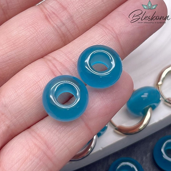 Бублик Кошачий глаз голубой (имитация) 14 мм