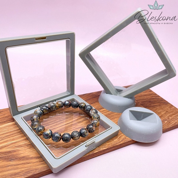 Прозрачный дисплей для украшений серо-зеленый 9 см