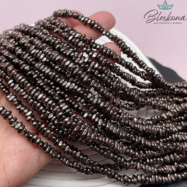 5-6 мм Гематин сколы шлифованные, коричневый №1 (шоколадный), имитация