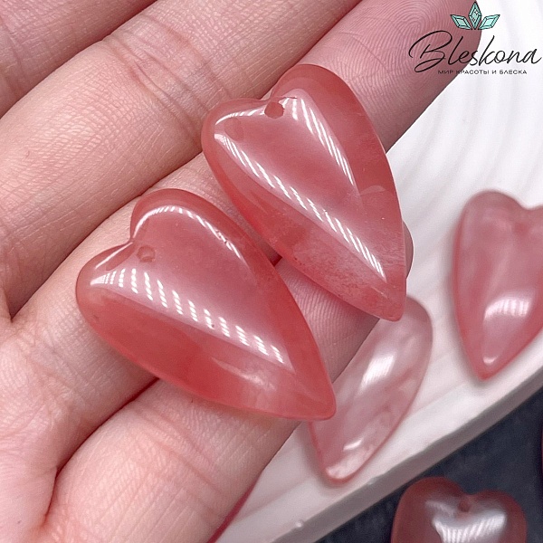 18*29 мм Подвеска Сердце Вишневый Кварц