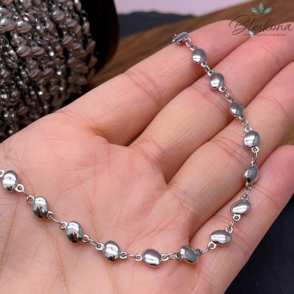 Цепь №С98 Цвет серебро 9*5,1 мм овал фриформ Сталь