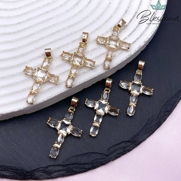 28*18,5 мм Цвет золото, Подвеска Крест цирконы