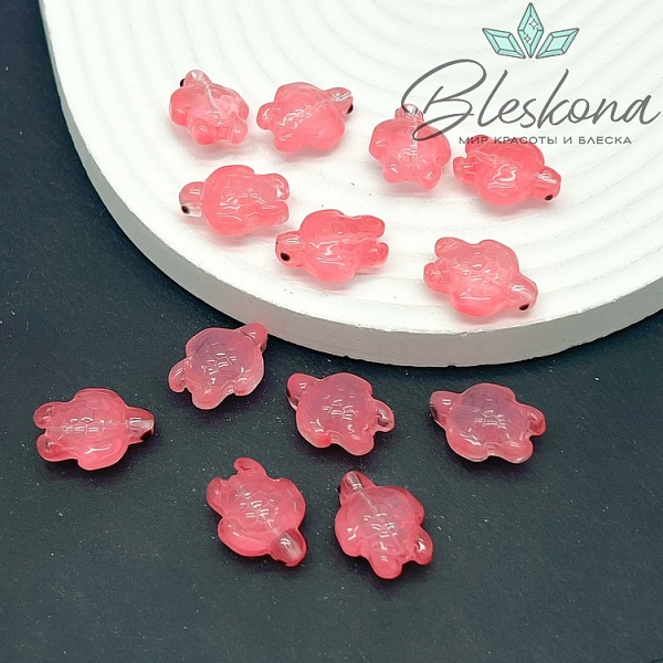 18,5*14 мм  Бусина черепаха розовая
