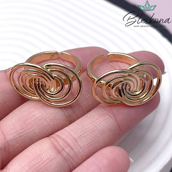 22 мм Цвет золото, Кольцо безразмерное круги 