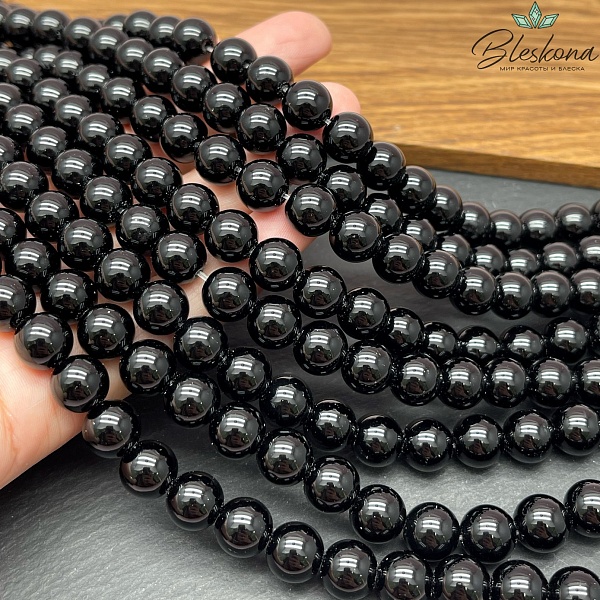 Бусины стекло черное 10 мм