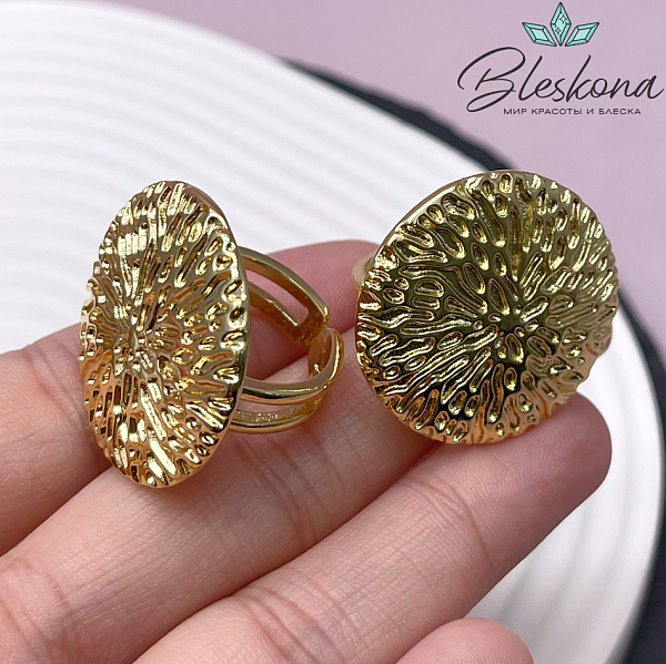 29 мм Цвет золото, Кольцо безразмерное круг с рисунком