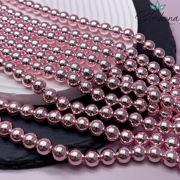 8 мм Гематин имитация, цвет розовый