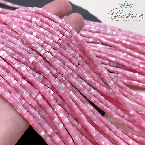 Перламутр розовый диски 4*2 мм 