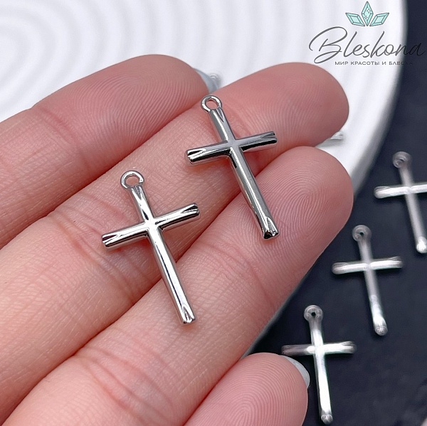 22,5*13 мм Цвет серебро, Подвеска крест гладкий