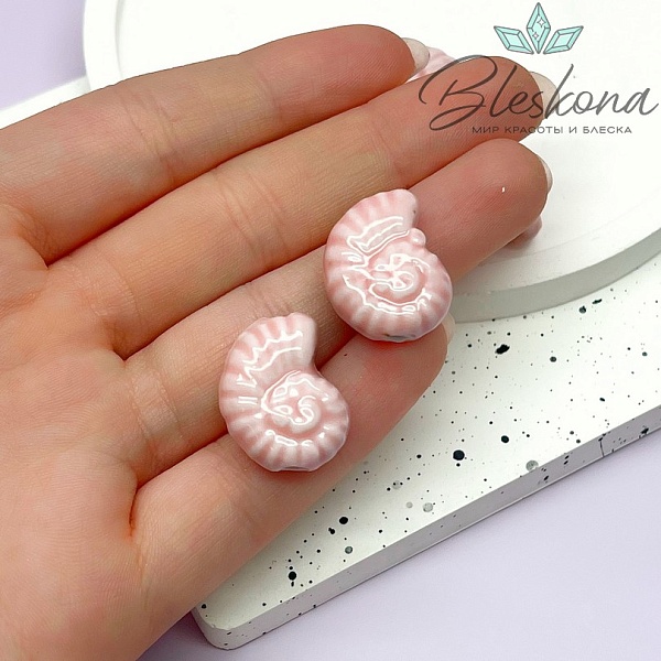 21*17 мм Бусина Аммонит, керамика цвет розовый