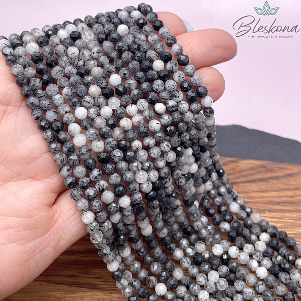 Кварц Турмалиновый алмазная огранка №2 4 мм