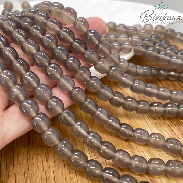 Агат серый бочата 9*8,5 мм