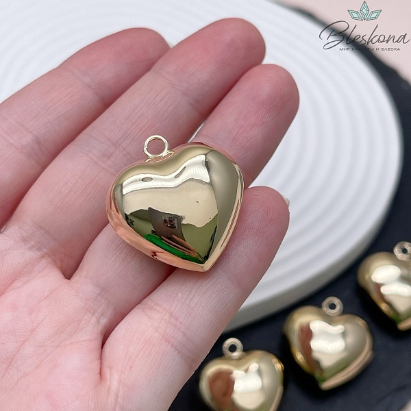 27*25 мм Цвет золото, Подвеска Сердце объемное крупное