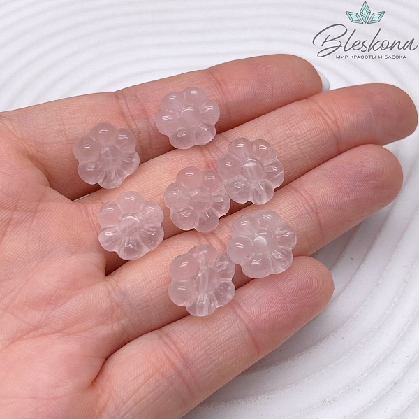 13 мм Резная Бусина Цветок Розовый Кварц