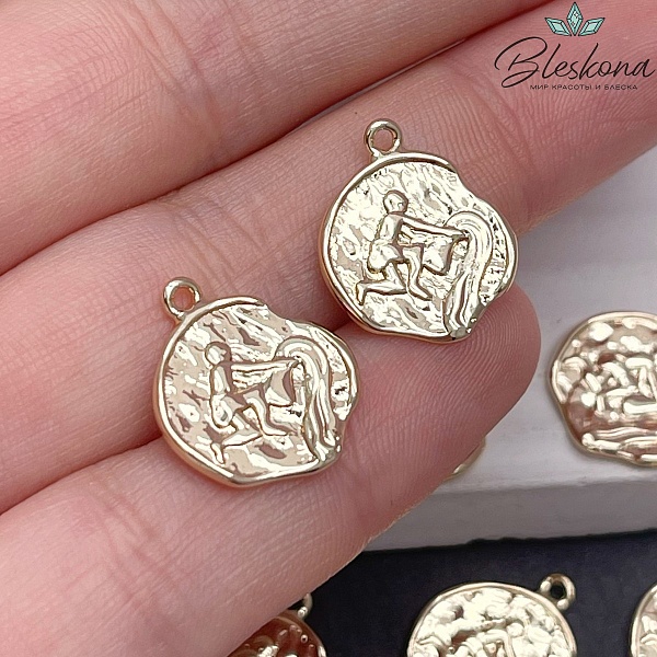 14 мм, цвет золото, Подвеска Водолей Р16682