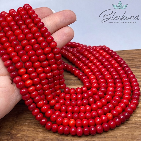 Коралл красный рондели (Коралловые водоросли) 5*7 мм