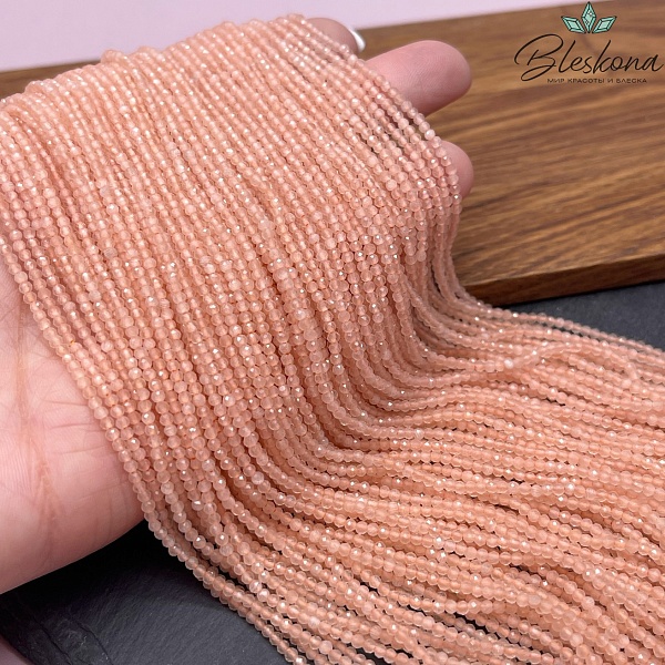 Кошачий глаз персиковый микроогранка (имитация) 2 мм