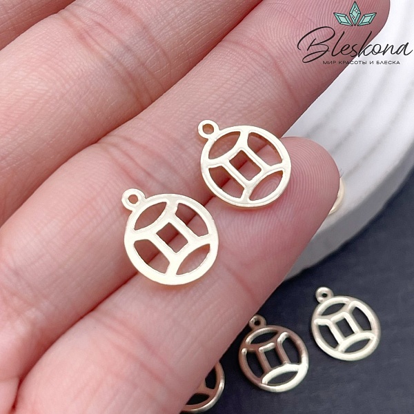 13*11 мм Цвет золото, Подвеска Близнецы