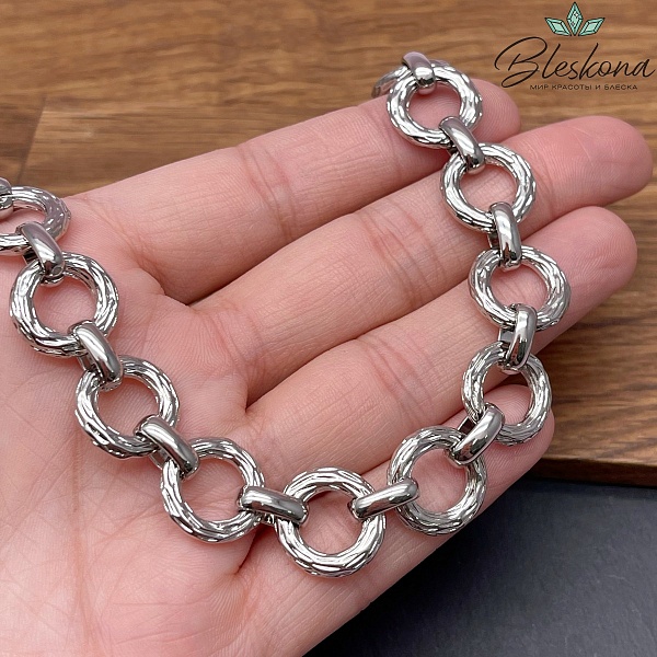 Цепь №42-2 цвет серебро 14,5 мм/10*3 мм