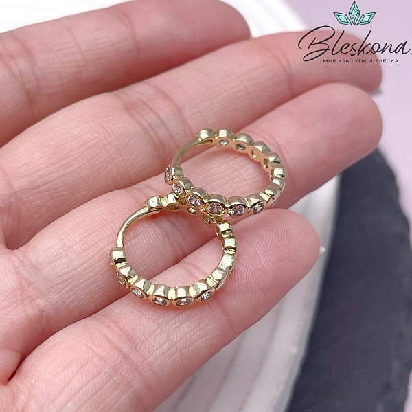 17,5мм Цвет золото, Швензы бублик Циркон Конго Люкс