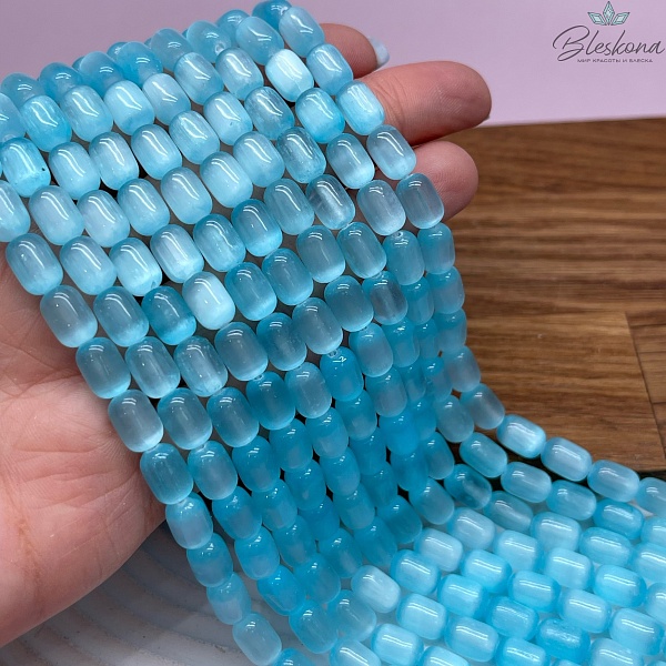 Селенит голубой (тонированный) бочата 9*6 мм 