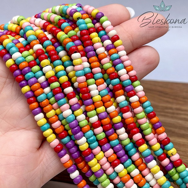 4*2,5 мм Магнезит (Говлит) имитация рондель микс (тонированный)