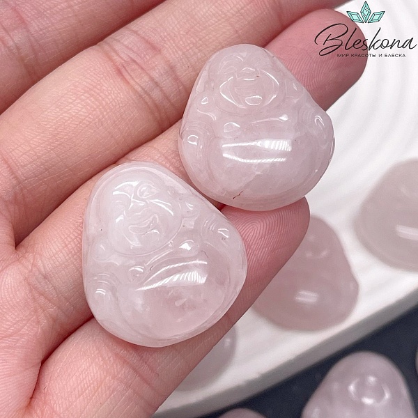 23*24 мм Подвеска Улыбающийся Будда (Хотэй) Розовый Кварц