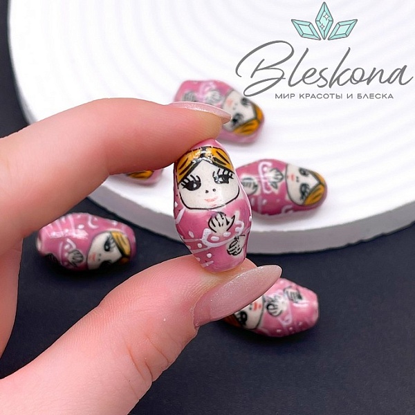 23*14 мм Керамика бусина матрёшка лиловая