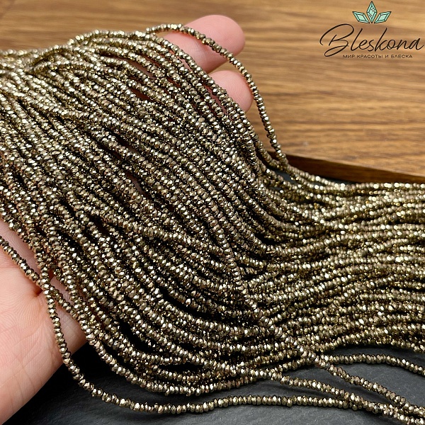 2*1 мм Темное золото, Гематин имитация рондель алмазная огранка