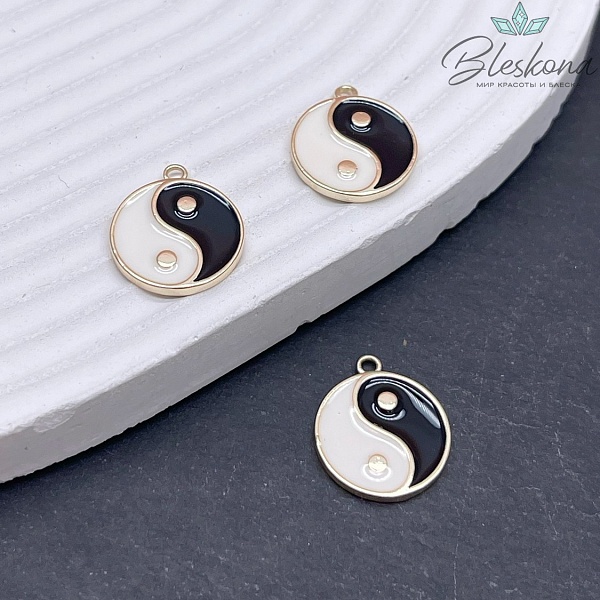 ⌀15,5мм Цвет золото, Подвеска Инь-Янь эмаль
