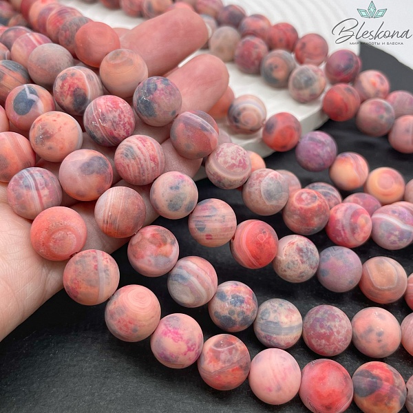 Агат с узором №28 матовый 12 мм