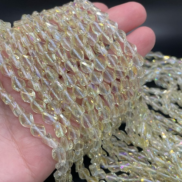 6*7,5 мм Стекло Lux, фриформ, песочный с переливом  