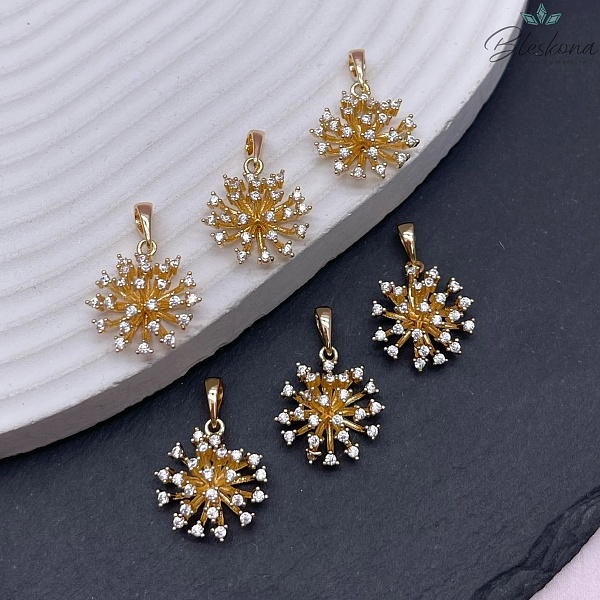 16*15 мм Цвет золото, Подвеска одуванчик с цирконами