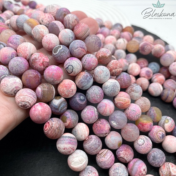 Агат с узором №27 матовый 10 мм