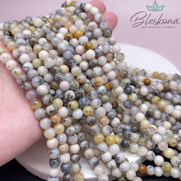 Опал белый дендритовый 6 мм