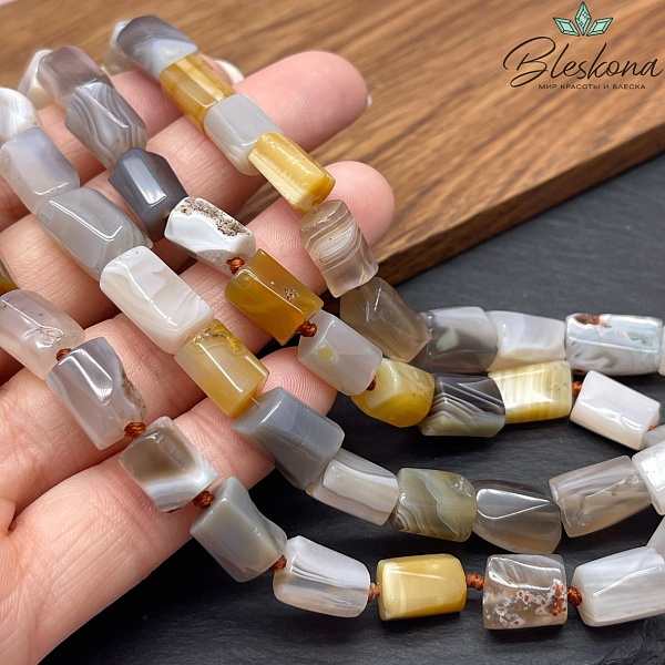 Агат Ботсвана фриформ цилиндр огранка (12-14)*(8-9)мм