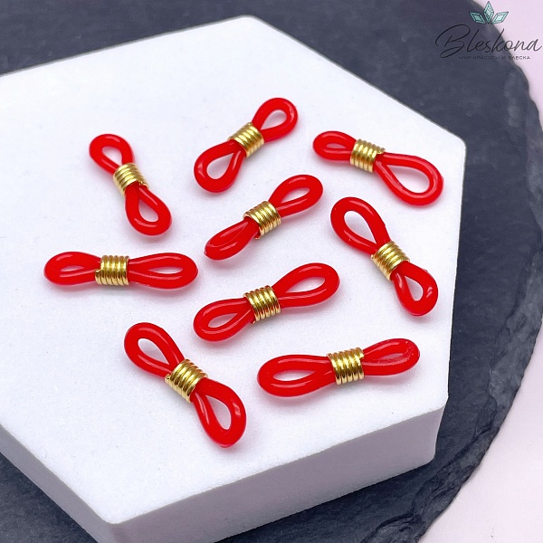 Держатель силиконовый красный,Цвет золото 19мм уп 10шт
