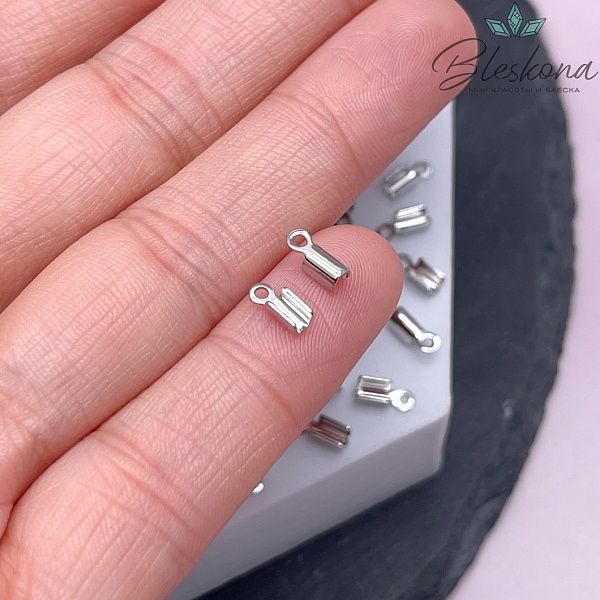 7*2,5 мм Цвет серебро, Зажим-Концевик для шнура гладкий