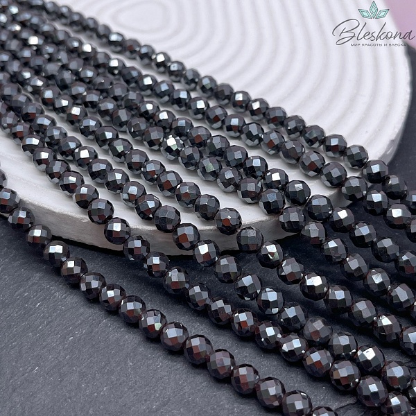 6мм Гематин имитация, алмазная огранка 