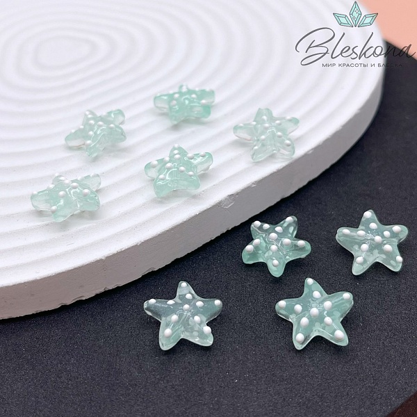 14*15 мм, Бусина Морская звезда зеленая