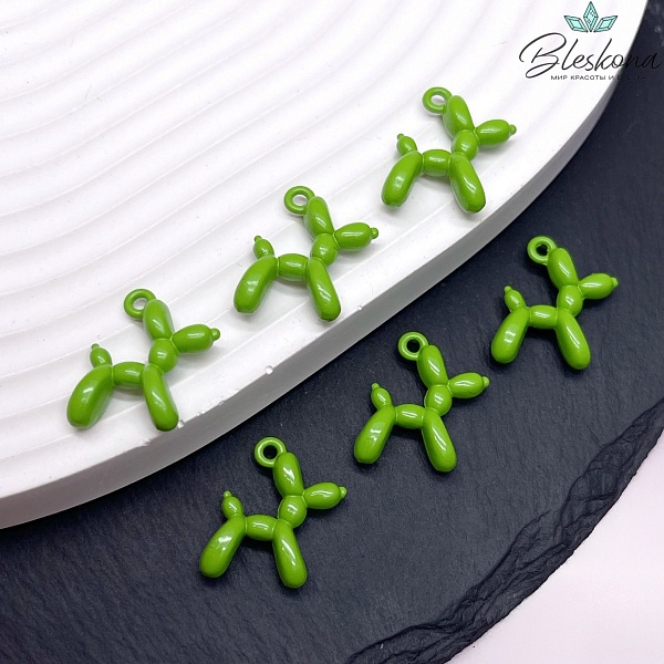 14*18 мм, Подвеска пудель зеленая эмаль