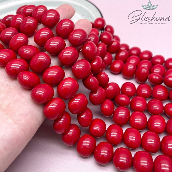 Жемчуг Майорка прямоугольник, цвет красный 15*13 мм 