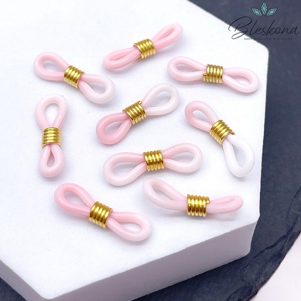 Держатель силиконовый бело-розовый градиент, Цвет золото 19 мм уп 10 шт.